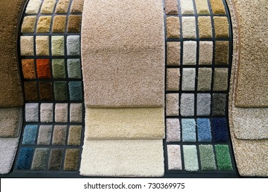 Colorful Carpet Samples In The Store