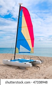 Colorful Catamaran In The Beach In Florida