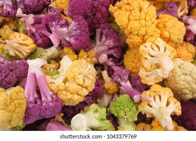 colorful cauliflower, green, yellow, purple