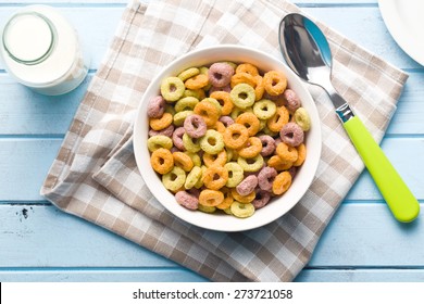 The Colorful Cereal Rings In Bowl