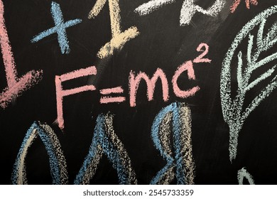 Colorful chalk illustrations on a blackboard, including various school-themed icons and doodles. A perfect background for educational or creative projects - Powered by Shutterstock