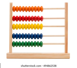 Colorful child's toy abacus ancient calculator math arithmetic educational object isolated on white background