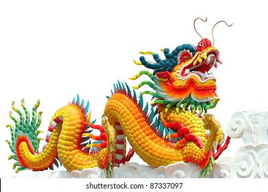 Colorful Chinese Dragon Isolated On White Background