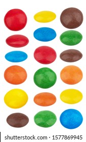 colorful chocolate buttons isolated on a white background