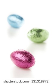 Colorful Chocolate Easter Egg Candy Wrapped In Foil