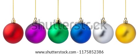 Colorful christmas balls isolated on white background