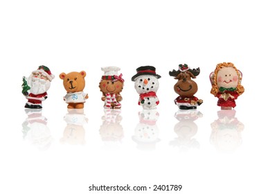 Colorful Christmas Figurines Isolated Over White