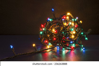 Colorful christmas lights. Shiny leds