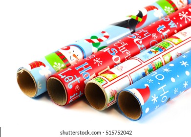 Colorful Christmas Wrapping Paper Isolated On White Background