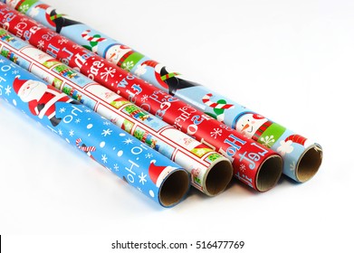 Colorful Christmas Wrapping Paper Isolated On White Background