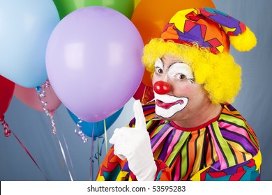 Colorful Circus Clown Making Shhh Gesture Stock Photo 53595283 ...