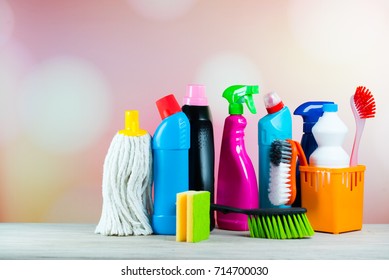 Colorful Cleaning Concept With Supplies