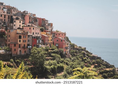 Colorful Cliffside Houses Overlooking the Sea in Cinque Terre, Italy - Powered by Shutterstock