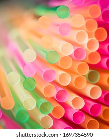 Colorful close up of plastic straws