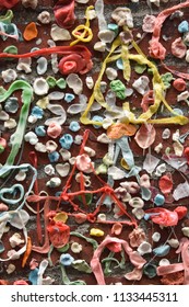 Colorful Closeup Chewed Chewing Gun Abstract Texture Background. 