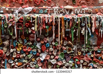 Colorful Closeup Chewed Chewing Gun Abstract Texture Background. 