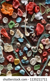 Colorful Closeup Chewed Chewing Gun Abstract Texture Background. 