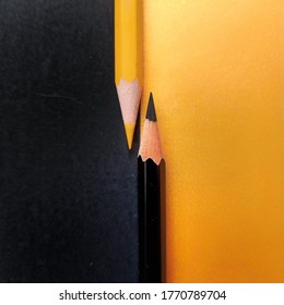 Colorful Closeup Of Two Pencils. 
Amazing Contrast.