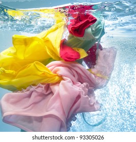 Colorful Clothes In The Washing Machine