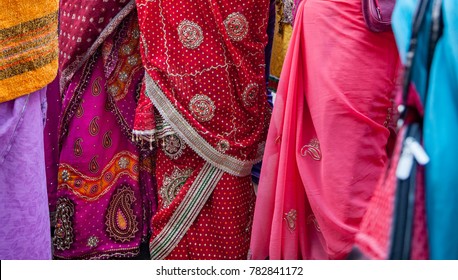 colorful clots of indian ladies at Old street, Varanasi, Banaras, Uttar Pradesh, India, Asia