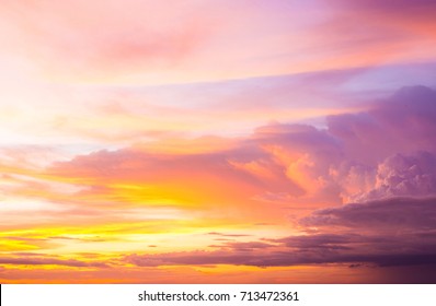 Colorful of the clouds and the sky at sunset,in twilight