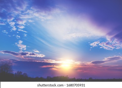 Colorful cloudy sky at sunset. Gradient color. Sky texture, abstract nature background - Shutterstock ID 1680705931