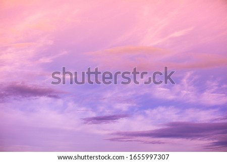 Colorful cloudy sky at sunset. Gradient color. Sky texture, abstract nature background
