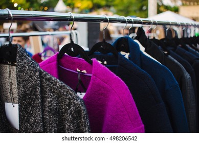 Colorful Coat On A Hanger On A Street Fair