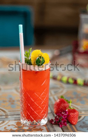 Colorful cocktail on top of the bar, summer coctails