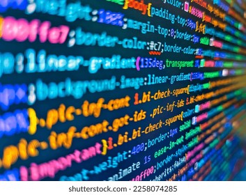 Colorful code background. Hacker background. Big data concepts working in cyberspace environment. Programmer occupation job. Server complexity, virtual laptop background. Computer code data