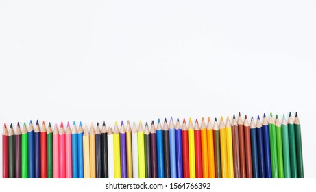 Colorful Color Pencil Line On White Stock Photo 1564766392 | Shutterstock