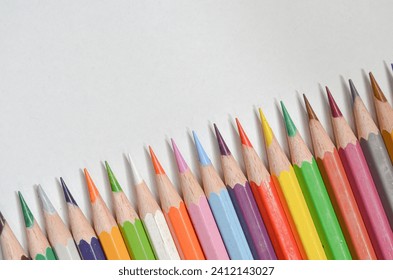 Colorful of Colored Pencils With Sharp Point Ready To Use for Background With Diagonal Angle