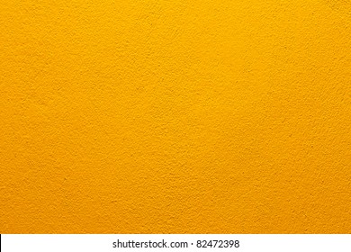 Colorful Concrete Wall, Bright Yellow Vintage Style Of Cement Background Paint With Small Texture Details.