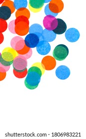 Colorful Confetti On White Background With Copy Space.