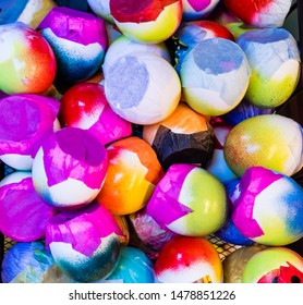 Colorful Confetti-filled Easter Eggshells Or Cascarones For Carnaval