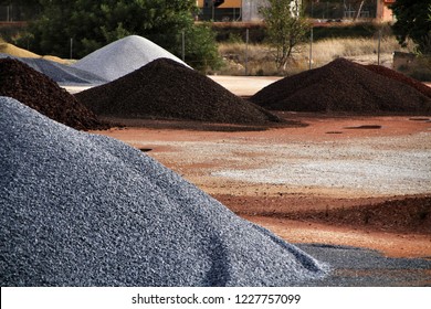 Colorful Construction Aggregate Mountains In Alicante, Spain