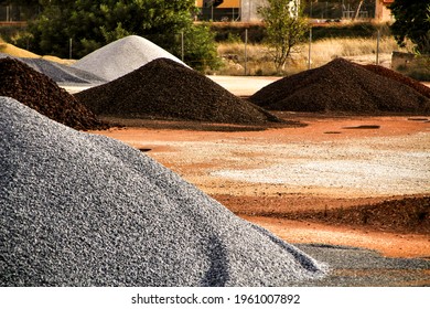 Colorful Construction Aggregate Mountains In Alicante, Spain