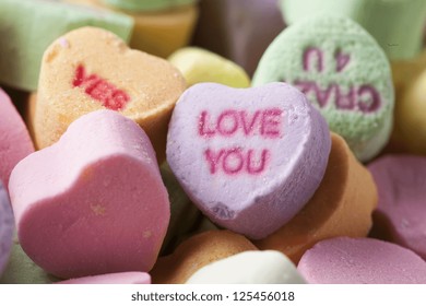 Colorful Conversation Hearts Candy for Valentines Day