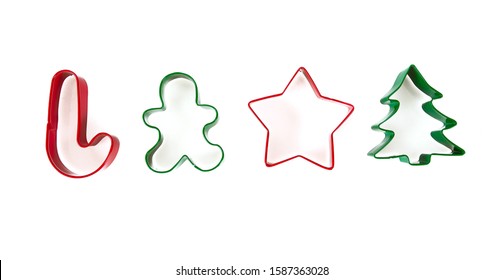 colorful cookie cutters isolated on white backrgound