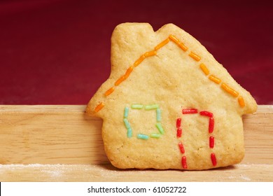 Colorful Cookie House With Colorful Crumble As Outlines