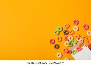 Colorful cornflakes, concept of tasty breakfast, morning food, space for text - Powered by Shutterstock