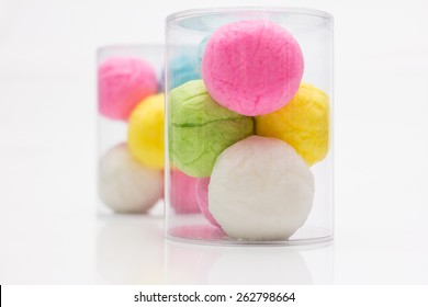Colorful Cotton Candy On The White Background