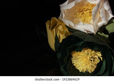 Colorful Crepe Paper Flowers, Closeup