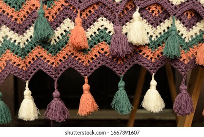 Colorful Crochet Shawl With Tassels