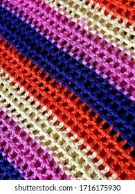 Colorful Crochet Stitch. Consist Of Chain And Double Crochet Stitch. 