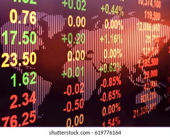 colorful data number with world map background,business and finance concept
