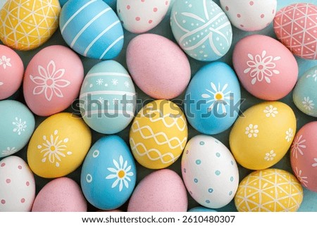 Colorful Decorated Easter Eggs Close-Up