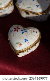 Colorful decorative objects in the shape of a heart