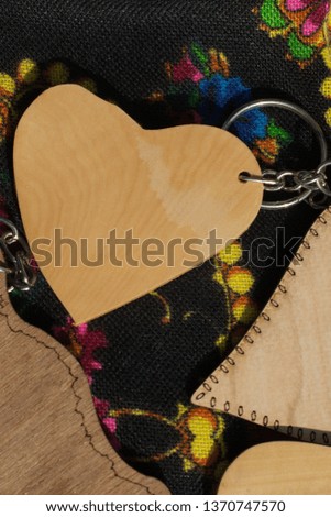 Colorful decorative objects in the shape of a heart