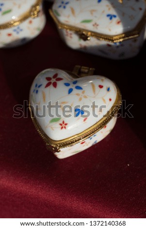 Colorful decorative objects in the shape of a heart